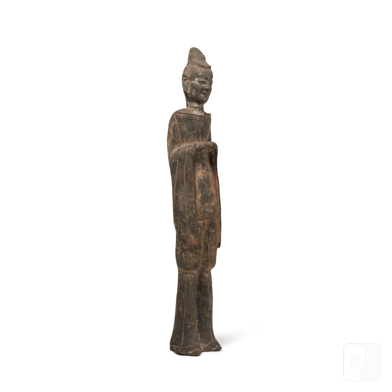 北魏 陶武士俑 | GRANDE STATUETTE D'UN GUERRIER EN TERRE CUITE - 图3